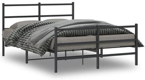 vidaXL Cadru pat metalic cu tăblie de cap/picioare , negru, 135x190 cm