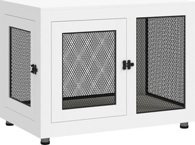 PawHut Cușcă pentru Câini de Talie Mare cu 2 Uși Blocabile, Picioare Reglabile și Pernă Lavabilă, 94x60x71.5 cm, Alb | Aosom Romania