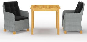 vidaXL Set de masă pentru grădină, 3 piese, gri deschis