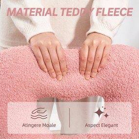 HOMCOM Scaun de Birou Rotativ cu Spătar în Formă de Inimă, Înălțime Reglabilă, Țesătură Teddy, 45x56x78-88 cm, Roz | Aosom Romania