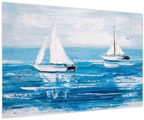 Tablou - Pictură yacht pe mare (90x60 cm)