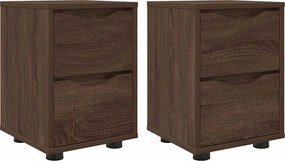 vidaXL Mese de noptieră 2 pcs Stejar închis 30,5 x 30 x 43 cm