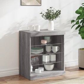 vidaXL Servantă cu lumini LED, gri sonoma, 60,5x37x67 cm