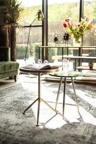 Masuta de cafea rotunda din metal si sticla Nebula 42x42x54 cm verde
