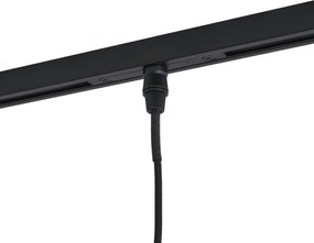 Sistem de iluminat pe șină modern negru cu 3 lumini suspendate aurii cu sticlă ambră monofazată - Slimline Loyce