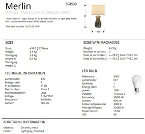 Lampa de masa din ceramica imprimata 3D Merlin