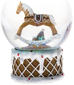 Snow globe with horse Perník, 8 x 10.4 x 8 cm,polyresin