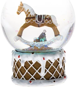 Snow globe with horse Perník, 8 x 10.4 x 8 cm,polyresin