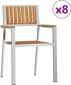 vidaXL Scaun pentru Grădină 8 pcs Maro Lemn solid de tec