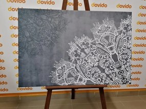Tablou elementele unei Mandale florale în design alb-negru