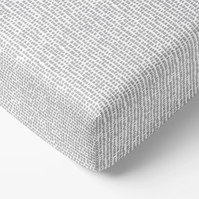Goldea cearceaf de pat bumbac 100% cu elastic - forme mici gri pe alb 90 x 200 cm