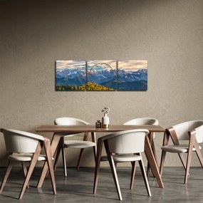 Tablou - panorama montană (cu ceas) (90x30 cm)