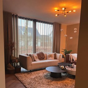 Lampa de podea de design din alamă cu sticlă opala cu 5 lumini - Sixties Marmo