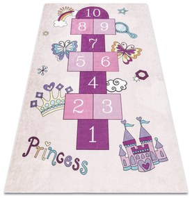 BAMBINO 2285 covor lavabil Grădină hopscotch, numere pentru copii anti-alunecare - roz