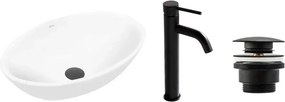 Set lavoar pe blat Rea Pamela + baterie Lungo + ventil Click-Clack universal