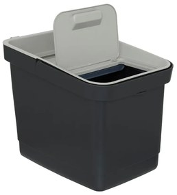 Cos gunoi Recyn, negru, plastic, compartimentat, 32.5 x 29 x H 39 cm, 20 litri