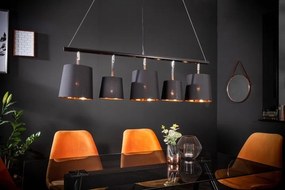 Lustra suspendata cu 5 surse de lumina Levels 100cm negru/ auriu