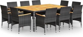 vidaXL Set mobilier de grădină, 11 piese, gri, poliratan