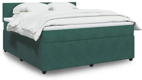 vidaXL Pat box spring cu saltea, verde închis, 180x200 cm, catifea