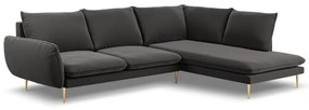 Coltar Vienna 6 locuri velvet picioare aurii L275 cm
