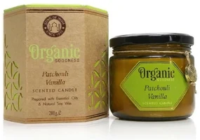 Lumânare organică Patchouli Vanilie 200 g însticlă