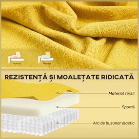 HOMCOM Canapea cu 2 Locuri din Țesătură, Fără Brațe, Canapea de Sufragerie cu Picioare din Lemn, 117x56,5x77 cm, Galben | Aosom Romania
