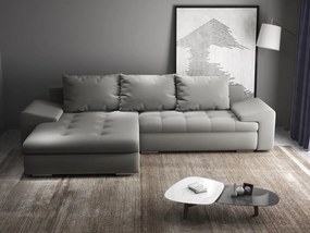 Colțar extensibil dumonde cu ladă de depozitare si sezut confortabil din spuma high-density, Leonardo Royal Gri 260x185 cm