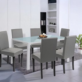 Set de masă Mira 6+1 alb-gri