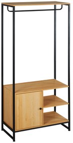 HOMCOM Cuier Industrial cu Suport pentru Haine, Rafturi Deschise și Dulap Închis, Design Modern, Metal și Lemn | Aosom Romania