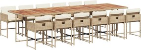 vidaXL Set mobilier de grădină cu perne, 13 piese, bej, poliratan