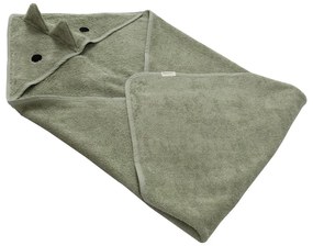 Prosop cu glugă pentru copii verde din bumbac 75x75 cm Dinosaur – Kindsgut