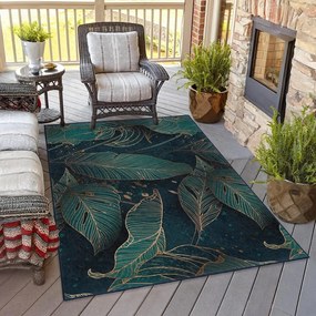 Covor tip traversă culoare petrol lavabil 80x200 cm Midnight Jungle – Mila Home