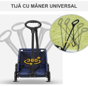 PawHut Cărucior Pliabil pentru Câini de Talie Mică cu Intrare la 45°, Geantă și Pernă, 53x45x28 cm, Albastru | Aosom Romania