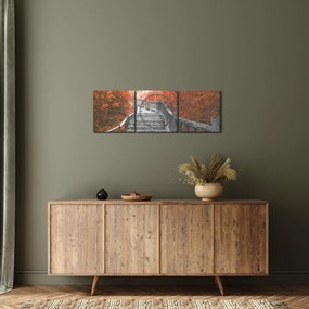 Tablou - Scări în natură, portocaliu (cu ceas) (90x30 cm)