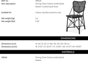 Scaun din ratan design LUX, Colony negru