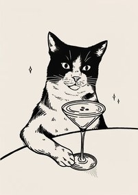 Ilustrație Cat with Martini, Tara Royle