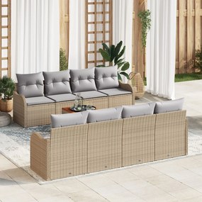 vidaXL Set de canapele pentru grădină 9 pcs Bej Rattan poli