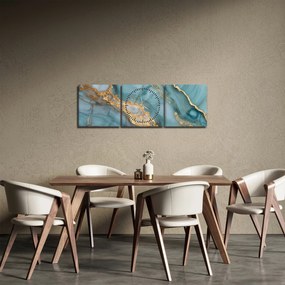 Tablou - Marmură turcoaz (cu ceas) (90x30 cm)