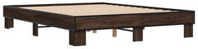 3280236 vidaXL Cadru de pat, stejar maro, 150x200 cm, lemn prelucrat și metal