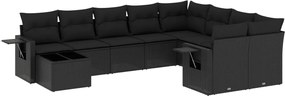 vidaXL Set canapele de grădină cu perne, 10 piese, negru, poliratan