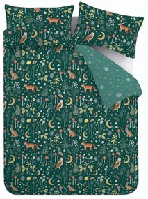Lenjerie de pat verde-închis pentru pat de o persoană 135x200 cm Enchanted Twilight – Catherine Lansfield
