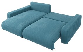 Colțar turcoaz extensibil cu tapițerie din catifea reiată Sara – Ropez