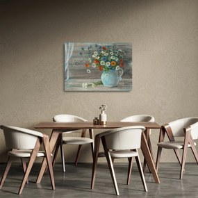 Tablou pe sticlă - Pictură în ulei, flori de câmp (70x50 cm)