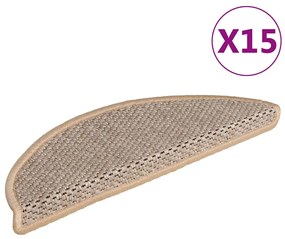 vidaXL Covorașe scări autoadezive 15 buc. bej deschis 56x17x3cm sisal