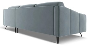 Colțar albastru deschis cu tapițerie din catifea (cu colț pe partea dreaptă) Nalu – Makamii