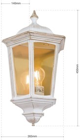 Aplica de perete exterior stil clasic IP43 Puchberg AL 11K/82505 weiß-gold/rauch OR