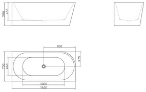 Cada freestanding Adria 160x75 cm cu montaj stanga