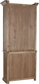 Bufet vitrină din lemn de ulm reciclat, natur, cu 2 uși vitrate, 2 uși închise, 2 sertare și 3 rafturi, finisaj natural, 220 x 100 x 45 cm, „Elmwood”