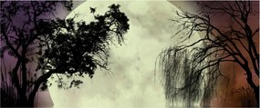 Tablou - Lună plină deasupra apei (120x50 cm)