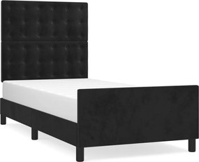 vidaXL Cadru de pat fără saltea, negru, 100x200 cm, catifea